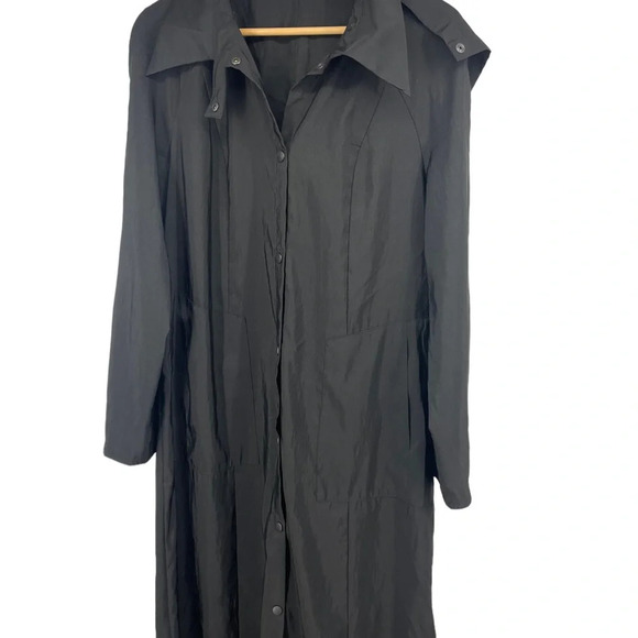 Babette long button up black lightweight trench black windbreaker oversize XS - Picture 4 of 7